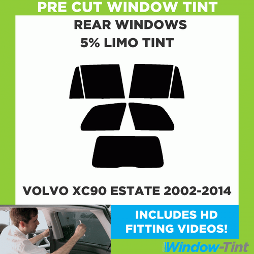 Pre Cut Window Tint for Volvo XC90 Estate 2002-14 5% Limo Black Rear Car Film - Picture 2 of 10