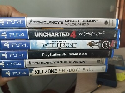 Lot of 6 PS4 Games Tom Clancy's Division Wildland Star Wars Killzone Uncharted 4