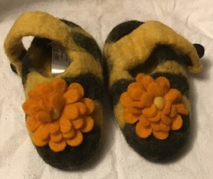 Hand Woven Felted Wool Artisan Toddler Striped Mary Jane Slippers Midwest CBK