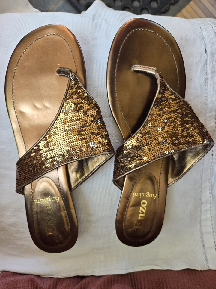 Vintage Enzo Angiolini Copper Gold Sandals - Image 2 of 4