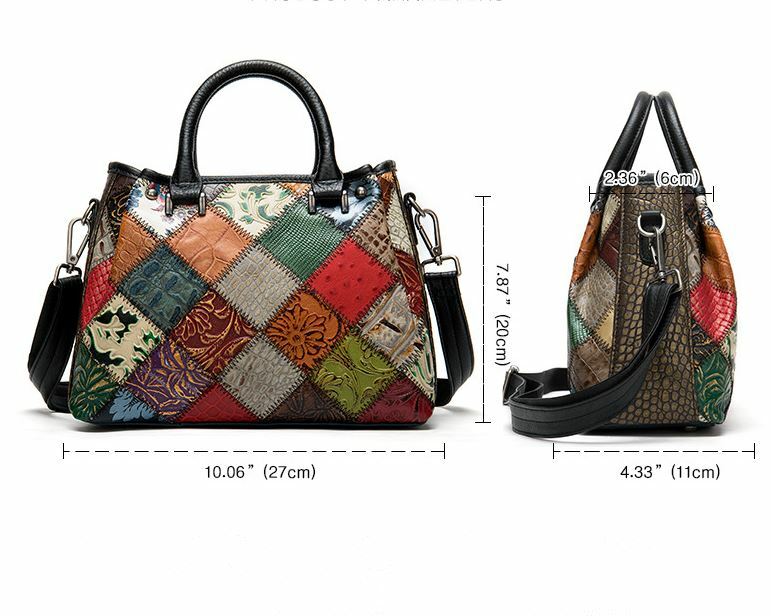 Women's Genuine Cow Leather Shoulder Bag - Rabbit Embossed Tote, Crossbody Purse With Long Strap, 18x9.5x18cm
