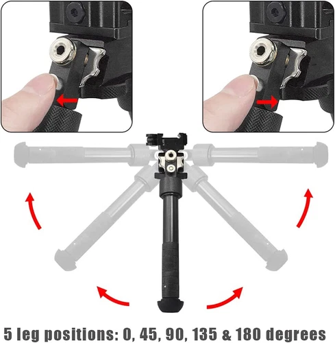 Adjustable V8 Rifle Bipod QD Lever for  Rail Mount 360 Degree Swivel - 第 5/17 張圖片