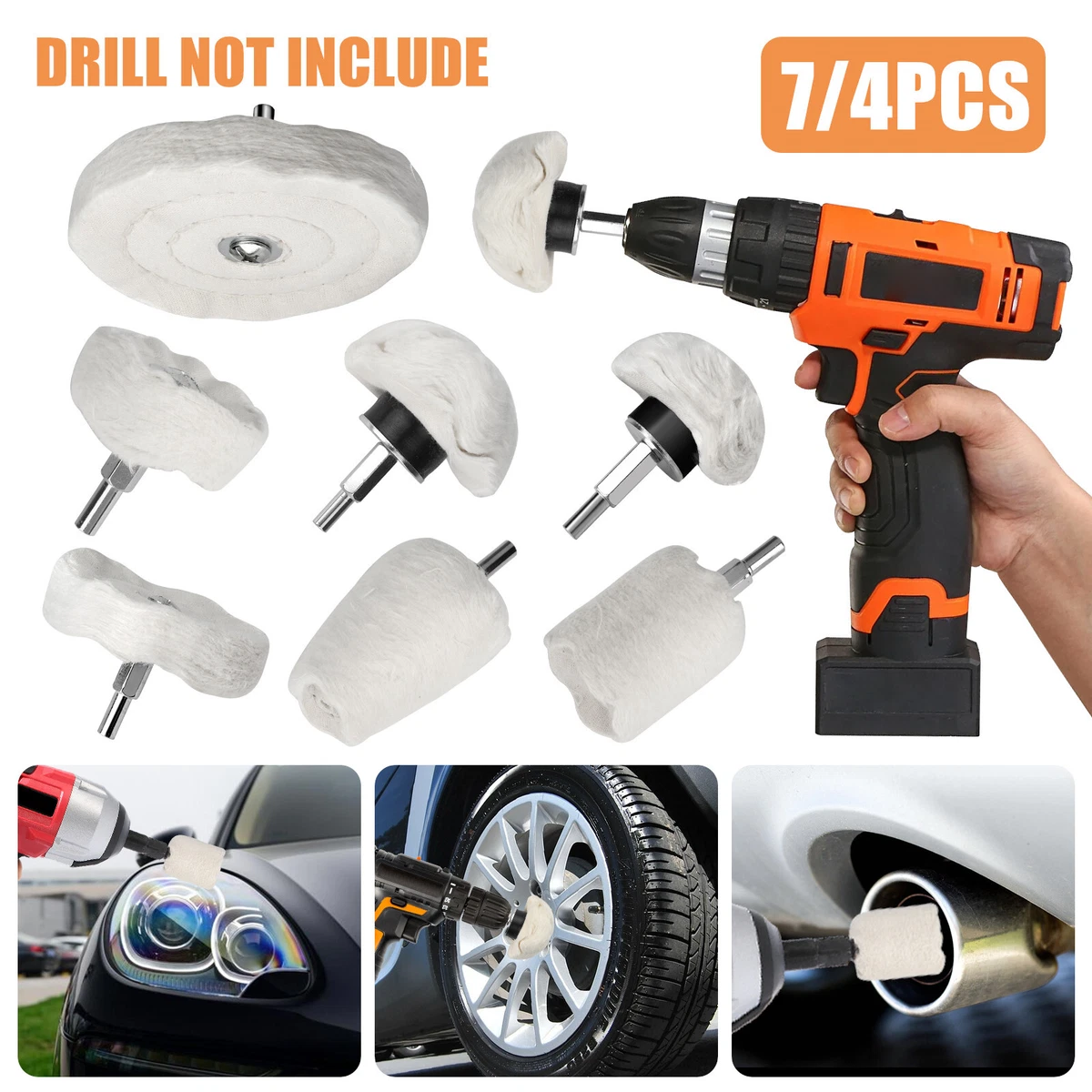 Car Motorcycle Polisher Polishing Buffing Pad Mop Wheel Kit Set for Drill  Rotary