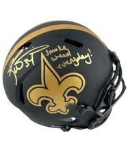 Ricky Williams Signed Full-Size Saints Alternate Helmet "Smoke Weed Everyday"
