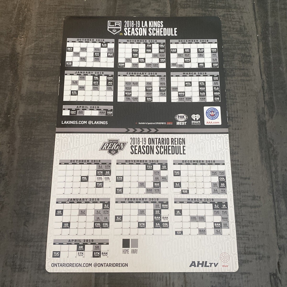 los-angeles-kings-ontario-reign-2018-19-magnet-season-schedule-la-kings-sga-ebay