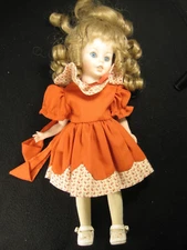 VINTAGE HAND PAINTED PORCELAIN DOLL FAMOUS MAKER CUSTOM CLOTHING CURLY WIG