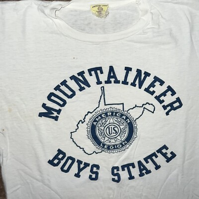 Vtg 50s 60s American Legion Scouts Mountaineer Boys State USA T  
