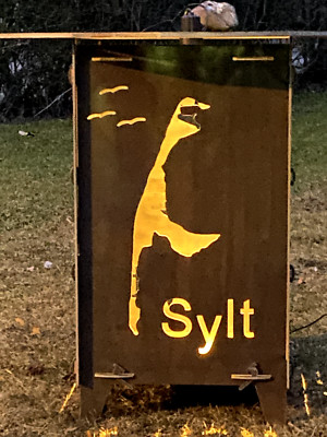 Feuerkorb Sylt u Gräser ohne Grillplatte  Super Optik wenn bei Nacht beleuchtet