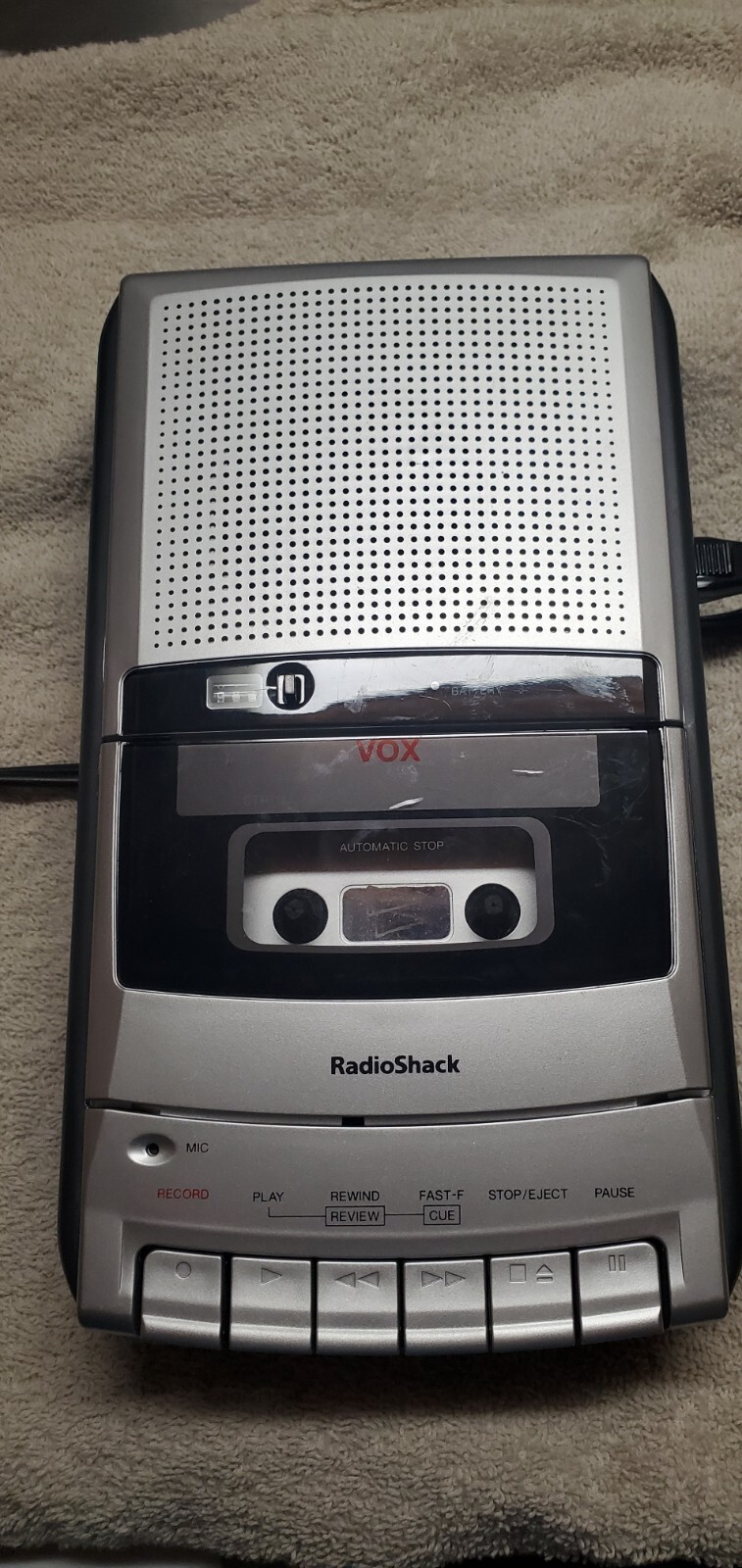 Radio Shack Cassette Recorder Player Voice Activated VOX Desktop CTR