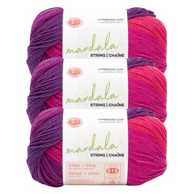 (3 Pack) Lion Brand Yarn 557-213AP Mandala String Yarn, Beats