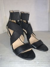 Nine West Black Dress Sandals Zipper High Heels Size 6M Fashionable Footwear