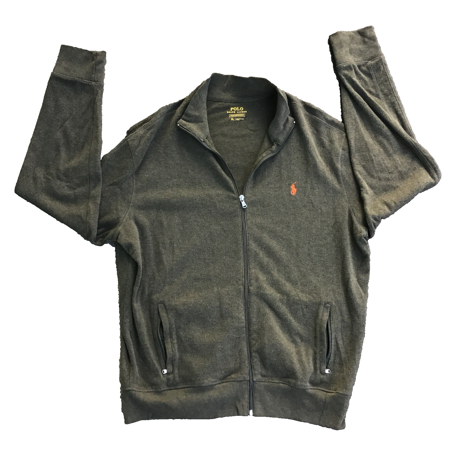 Polo Ralph Lauren Performance uomo XL verde giacca full zip cotone logo pony