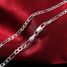 Wholesale 4MM 925Sterling Solid Silver Chain Women Men Necklace 16-30 inch