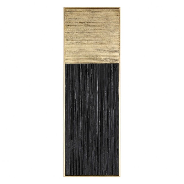 Uttermost 04146 Pierra Charcoal Black and Metallic Gold Leaf Wall