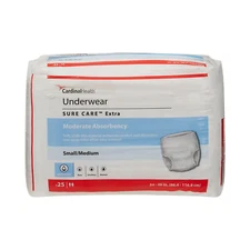 Cardinal Health Extra Moderate Absorbent Underwear, Small / Medium,34"-44" Waist