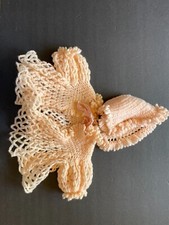 Vint. handmade 1950's-60's Pink Baby Girl 6-9 months Bonnet W/Shoulder Cape