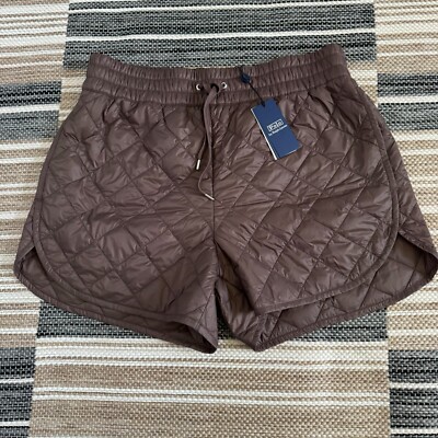 Polo Ralph Lauren Women's Quilted Drawstring Short Water Repellent Brown Size L