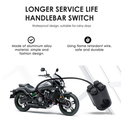 Universal CNC 28mm Motorcycle Handlebar Switch Combo Control 4 Button Black 12V - Imagen 3 de 12