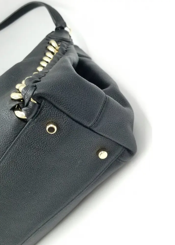 Coach Black Edie Turn Lock Shoulder Bag W/ Gold Tone Curb Chain Detail - Picture 9 of 12