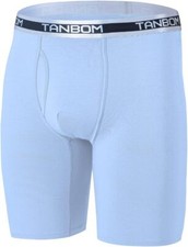 Men's Bamboo Comfort Soft Long Leg Boxer Briefs Open Fly Big And Tall Underwear