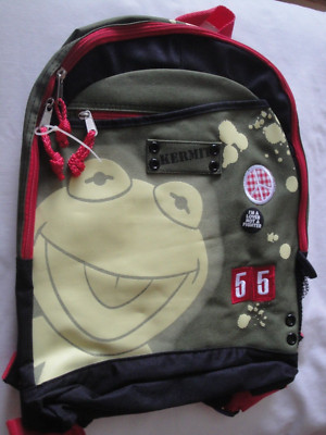 NEW The Muppets Backpack Kermit The Frog Green I'M A LOVER NOT A FIGHTER PEACE