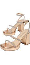 DREAM PAIRS Women's Open Toe Strappy Platform Sandals Gold Size 8