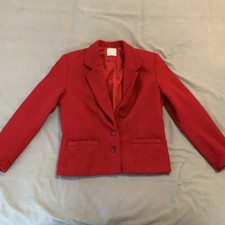 Vintage Koret Career Blazer Womens 10 Red 100% Wool Lined Made In USA Union