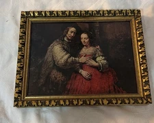Rembrandt Vintage Print "The Bridal Couple" 11 x 13 W/Frame Vintage - See Photos