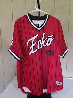 Ecko Unltd. Men s V-Neck Short Sleeve Jersey T-Shirt Red Striped Logo M