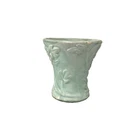 McCoy Pottery Vase Matte Green Floral Relief Art Pottery Ohio USA