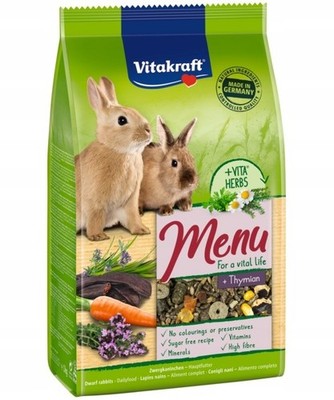 1kg Kaninchenfutter VITAKRAFT Menu Vital mit Thymian Zwergkaninchen