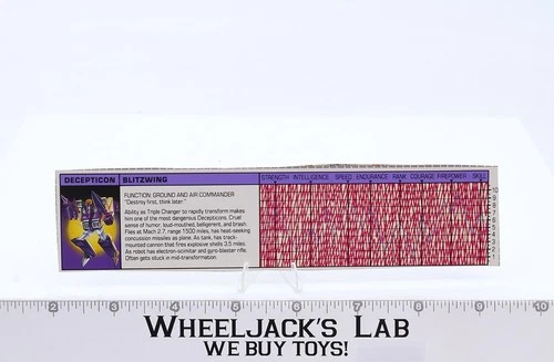 Blitzwing Action Figure Tech Spec 1985 Vintage Hasbro G1 Transformers