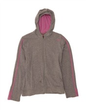 PUMA Womens Zip Hoodie Sweater UK 14 Medium Grey CJ23