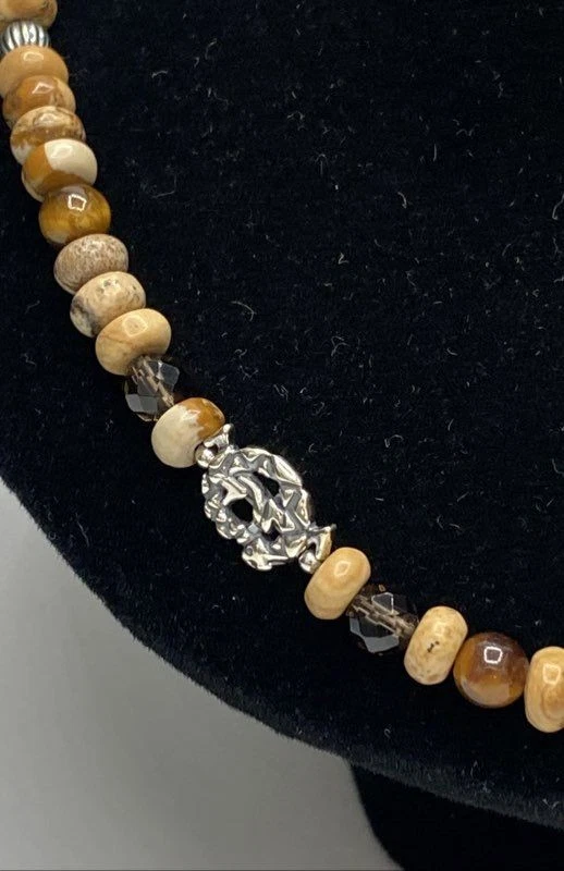 Ожерелье с бисером Carolyn Pollack из чистого серебра с яшмой и тигровым глазом животным - Изображение 2 из 4