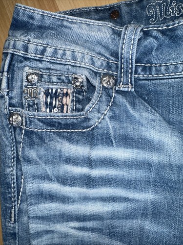 Miss Me Size 25 Boot Cut Jeans JP6095B2 Rhinestones Sequins Distressed - Picture 6 of 17
