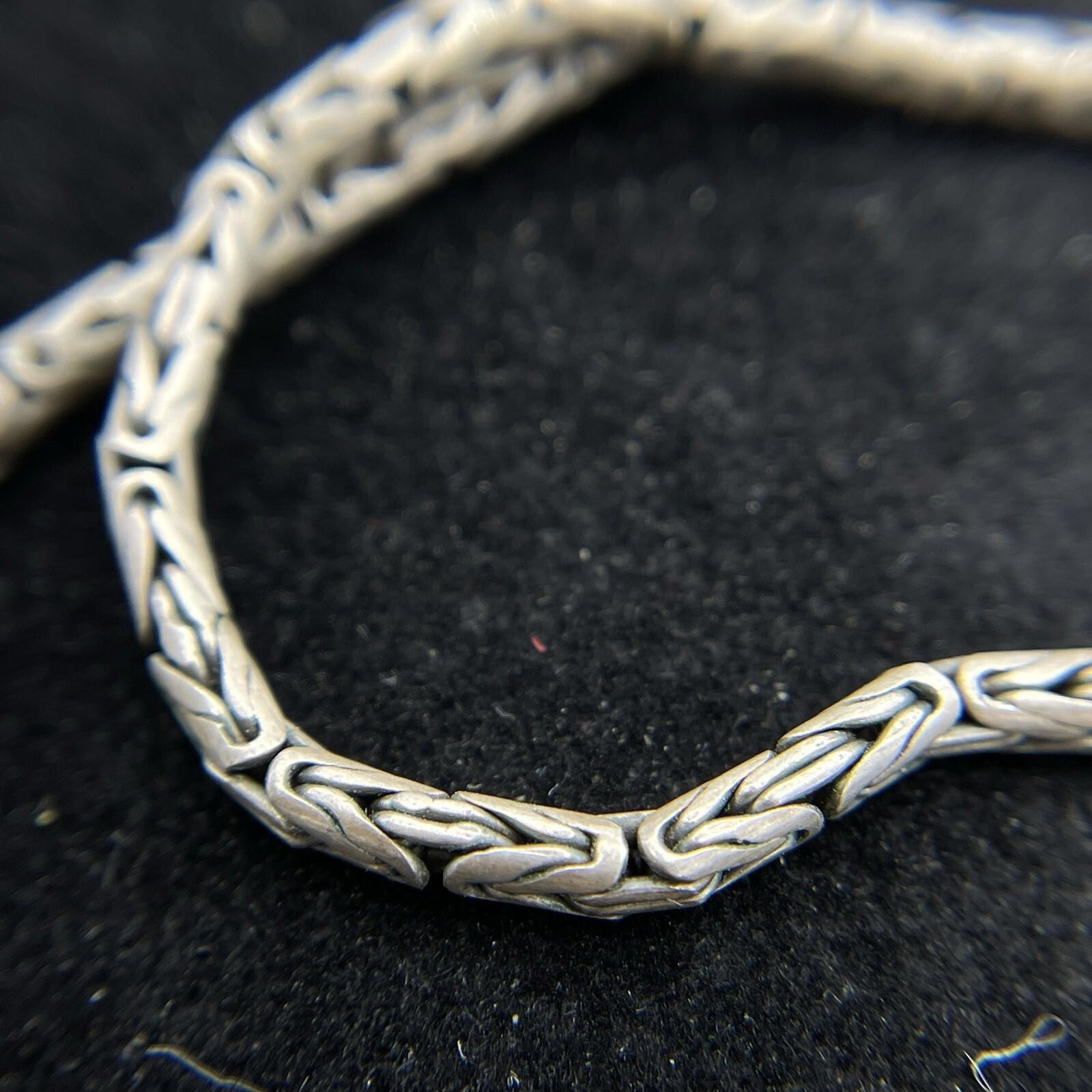 Solid 925 Sterling Silver Square Byzantine Neckla… - image 3