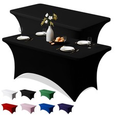 2 Pack 8FT Spandex Table Cloth - 96 x 30 Inch Rectangular Stretch Tablecloth,...