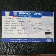 Ticket Ipswich Town v Nottingham Forest 2013 / 2014 Championship 