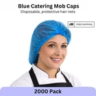 Vanity UK Mob Caps (2000) Blue Disposable Hair Net Catering Food Kitchen