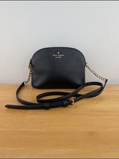 Kate Spade Black Saffiano Leather Crossbody Bag Dome Silhouette Gold-Tone Chain