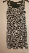 Ann Taylor Loft Sleeveless Sheath Dress Size 6  Black White Polka Dot Lined