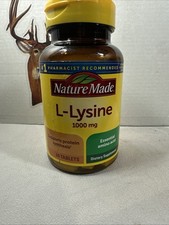 6/28 Nature Made L-Lysine 1000 mg, Dietary Supplement, 60 Tablets, 60 Day Supply