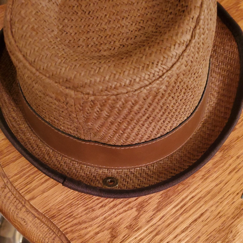 Sombrero Peter Grimm Fedora Ajustado Para Hombres Marrón Tejido Trenza Forrado Trilby Mobster  Foto 3 de 4