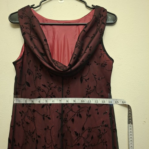 VTG Floral Velvet Glitter Mesh Cowl Back Y2k Slip Dress Cocktail Wedding Party - Picture 18 of 21