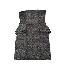 Windsor Womens Strapless Peplum Mini Dress Silver Black Metallic RD5219D Size M