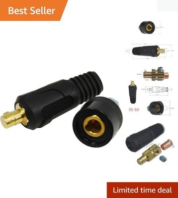 Superior Black TIG Welding Cable Panel Connector Set - 35-50mm with Durability
