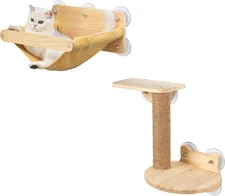 Cat Window Hammock Bed 4pcs/Set Perch for Indoor Cats Seat wood 