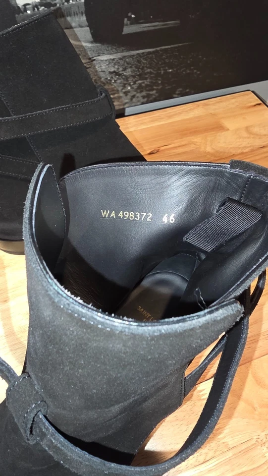 Saint Laurent Wyatt Arnés Botas 46 Negro Gamuza Hombre EU46 US13 Foto 4 de 4