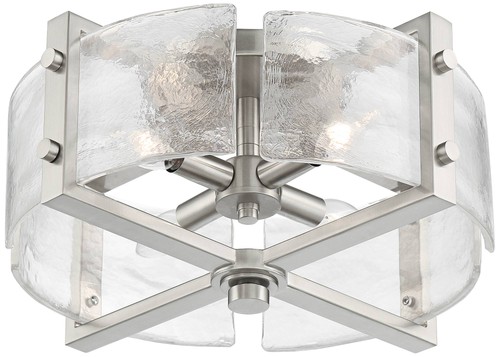 Prane Modern Ceiling Light Semi Flush Mount Fixture 17" Nickel 4-Light Glass - Picture 6 of 8