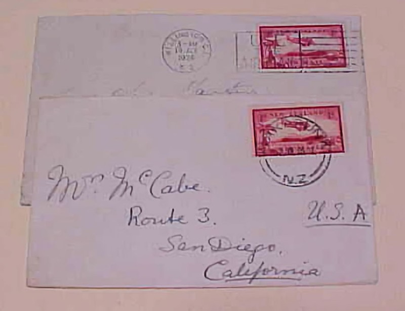 NEW ZEALAND  1d AIRPOST TO USA & ENGLAND 1936 JUNE & JULY